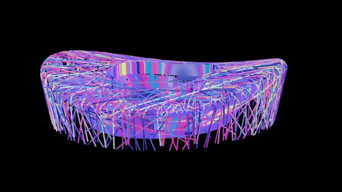 赛博朋克元宇宙鸟巢建筑通道素材