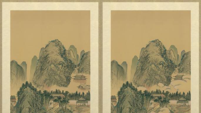 明代画家沈周国画杭州天竺寺图动画视频素材