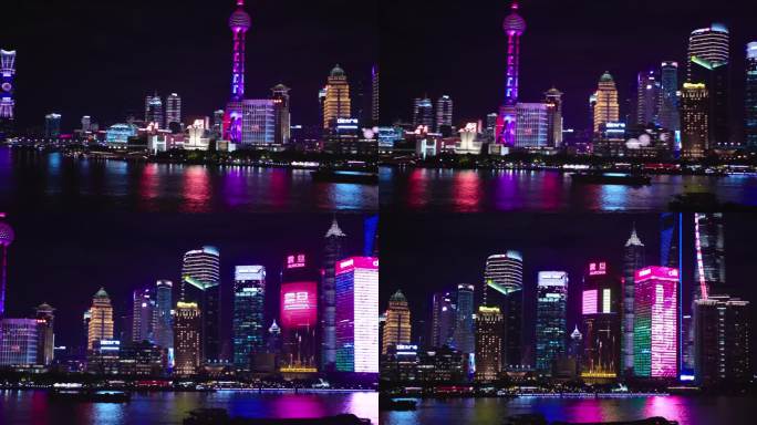 上海外滩楼顶横移夜景灯光
