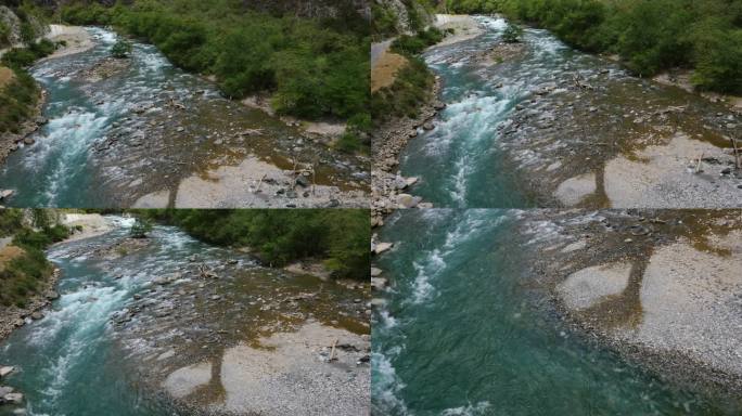 航拍山谷河水流水