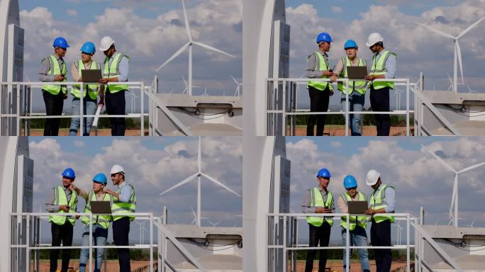 蓝领工人电气工程师团队和建筑师，持有山区风车场建设咨询计划。景观建筑使用风力涡轮机来生产纯能源。