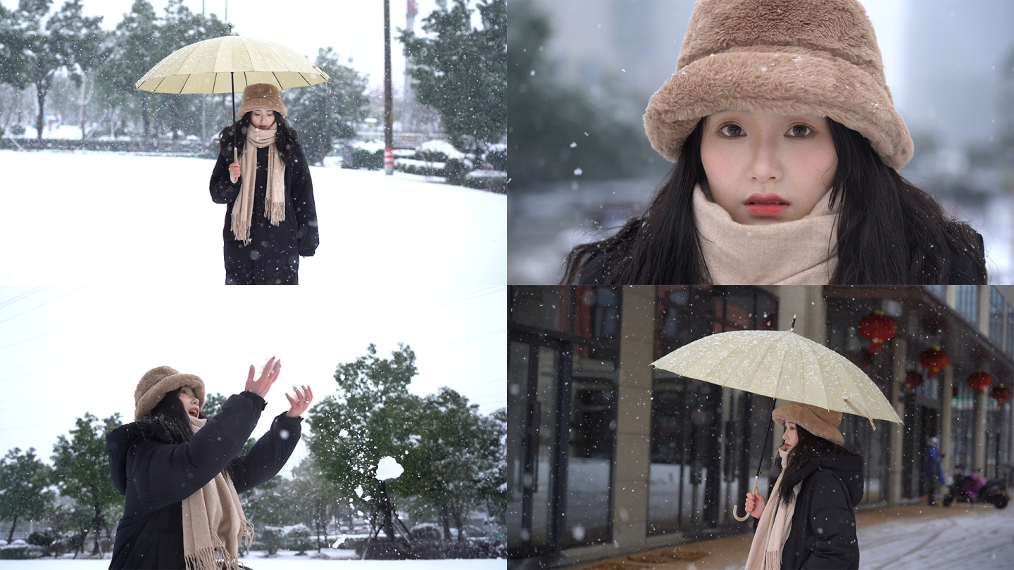 纯手绘雪景中的文艺女生图片素材免费下载 - 觅知网