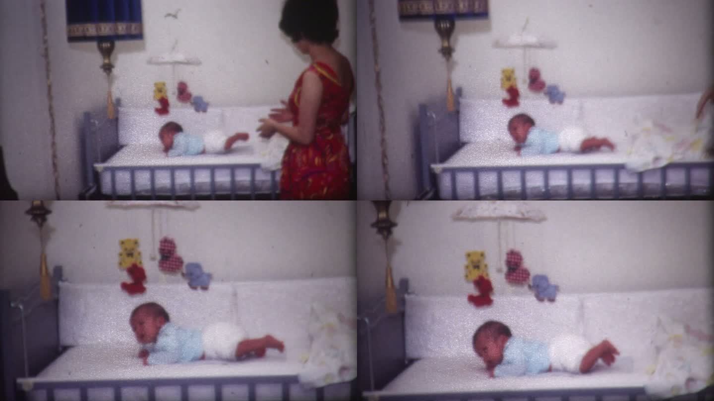 婴儿床上的婴儿1960年代