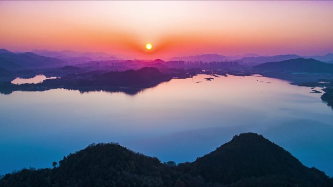 临安青山湖日落延时