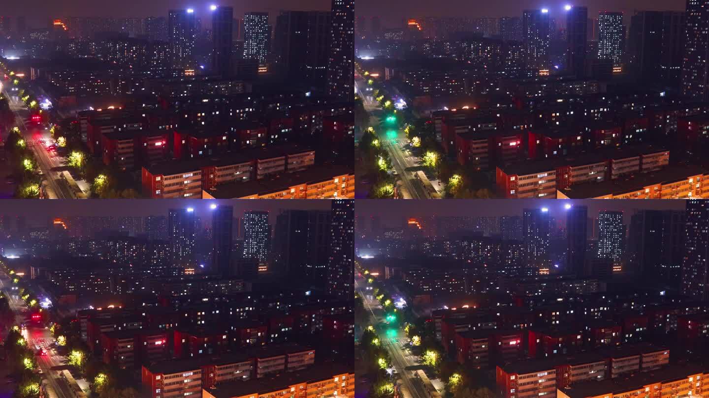 城市小区夜景万家灯火加速版