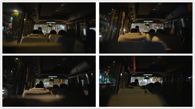 夜晚大巴车车内视角
