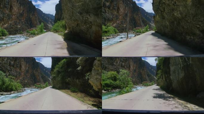 车上拍摄峡谷风景
