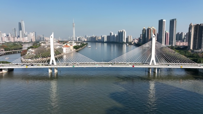 广州海印大桥交通航拍