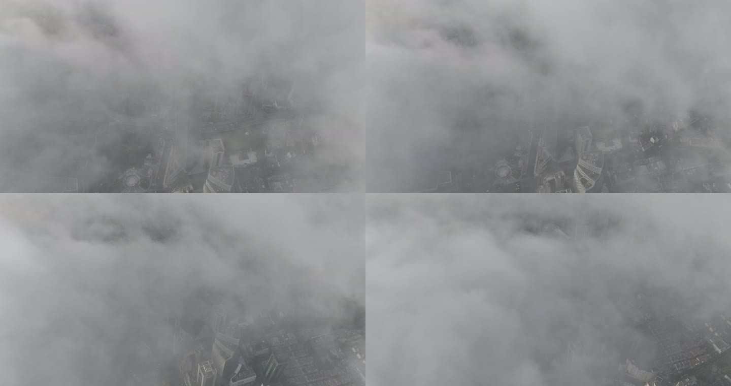 4K原素材-平流雾中的静安寺商圈
