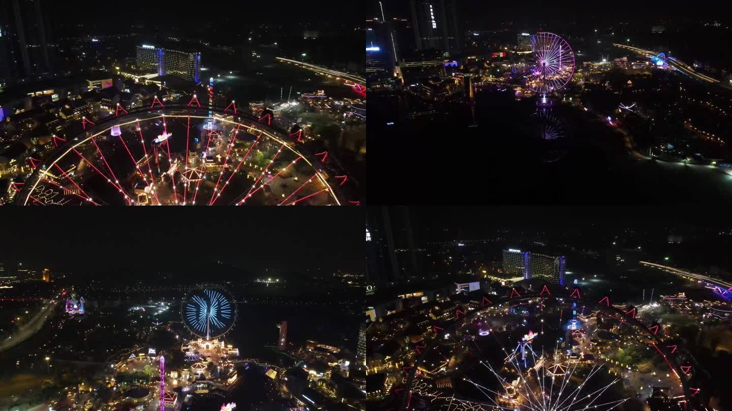 广东顺德摩天轮城市之眼夜景航拍