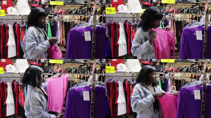 浏览衣架买衣服女人黑人采购挑选