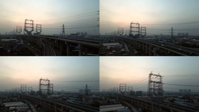 广中江高速电塔工业用电大湾区黄昏
