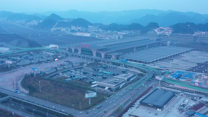 航拍贵阳北站城市建筑