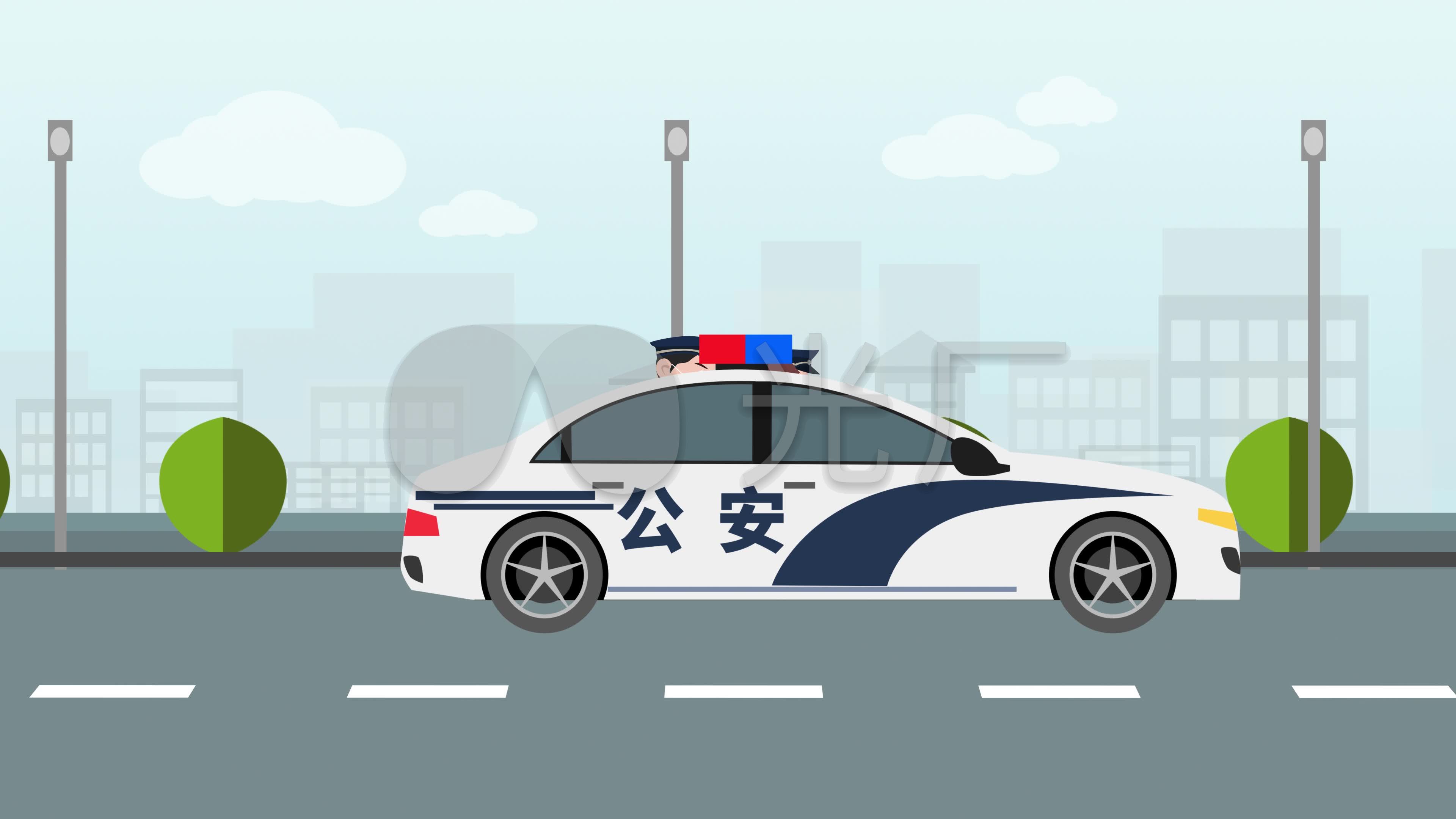 警车行驶动画-视频素材_3840X2160_高清视频素材下载(编号:9621390)_影视包装_光厂(VJ师网) www.vjshi.com