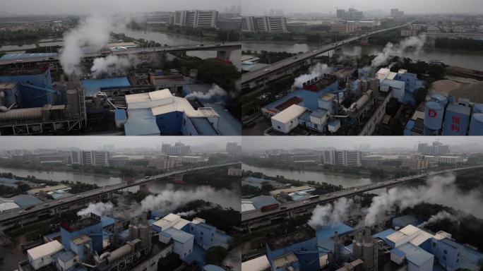 污染企业废气排放烟囱冒烟工业污染
