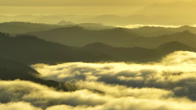 山区日出云海震撼航拍大山里的美景3