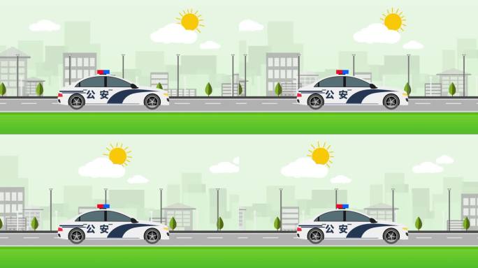 警车行驶动画-视频素材