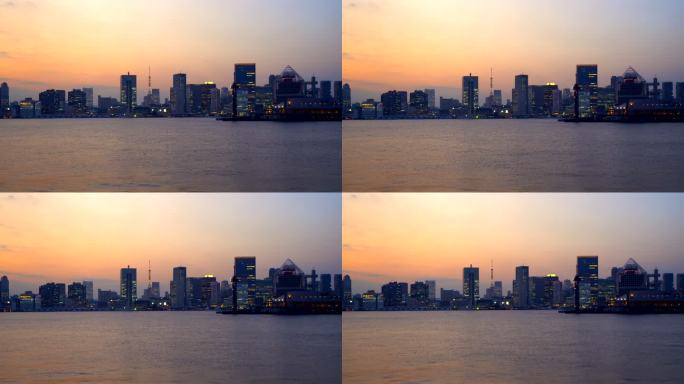 黄昏时分的东京湾和彩虹桥