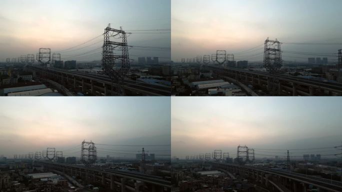 广中江高速电塔工业用电大湾区黄昏