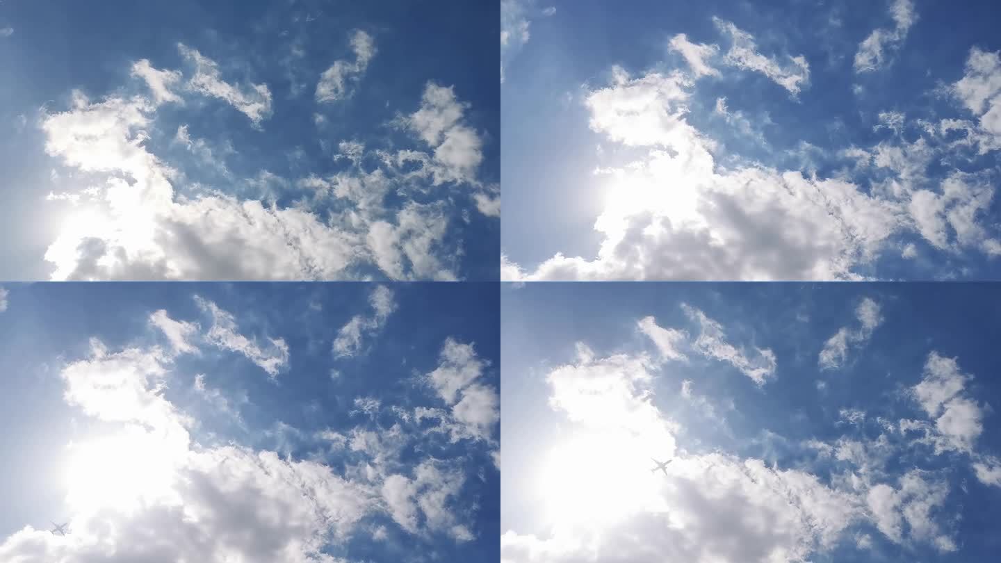 阳光 云朵 飞机 延时摄影 蓝天702