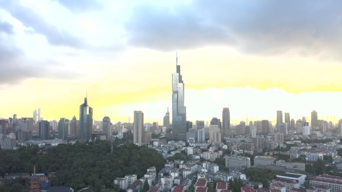 南京紫峰大厦全景鸟瞰航拍