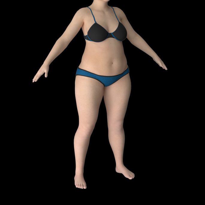 3D女人减肥变瘦过程带通道