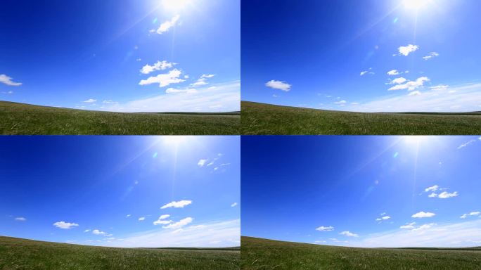 内蒙古大草原蓝天白云延时 大自然风光