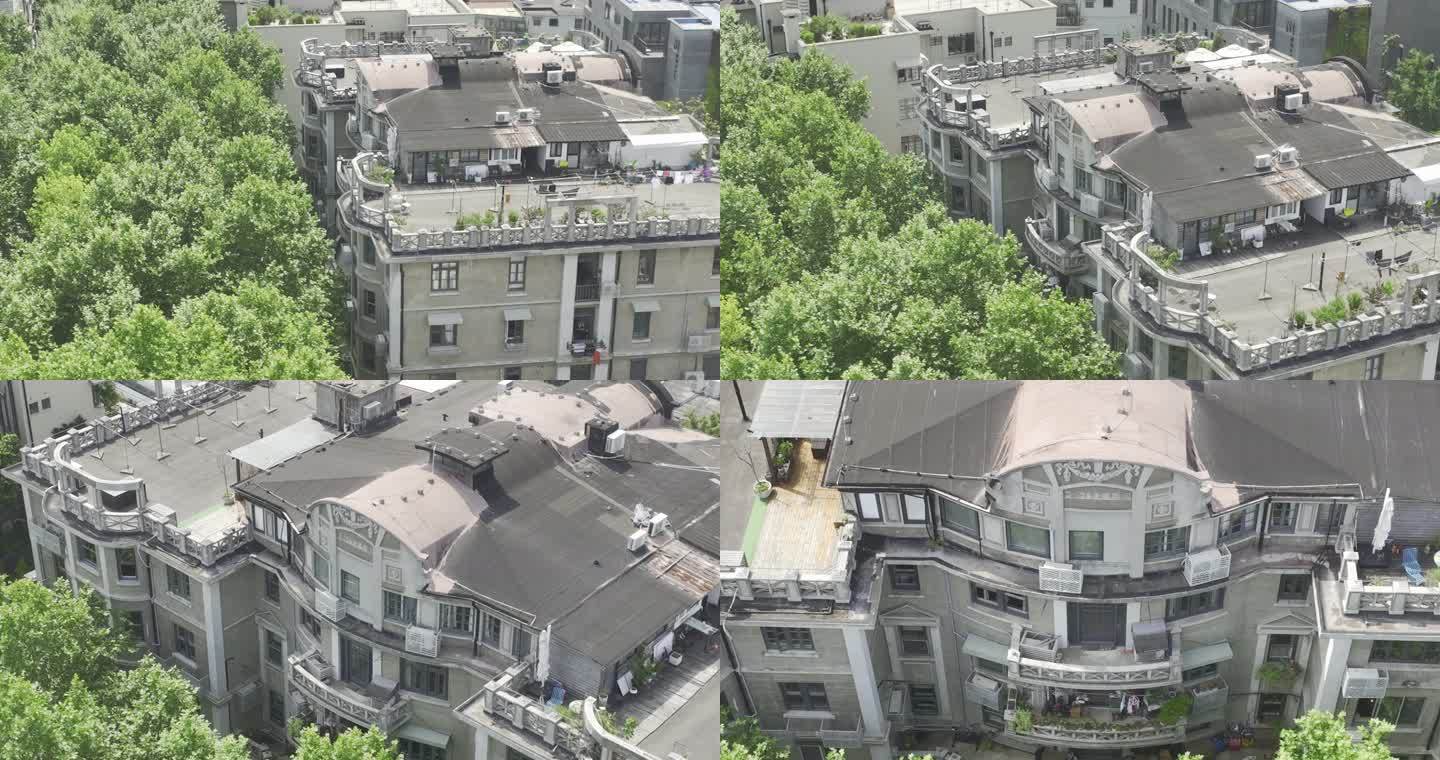 4K原素材-复兴中路老上海公寓楼黑石公寓