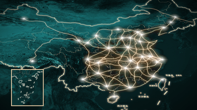 八纵八横交通路网金色地图