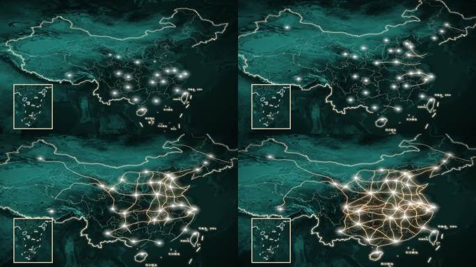 八纵八横交通路网金色地图