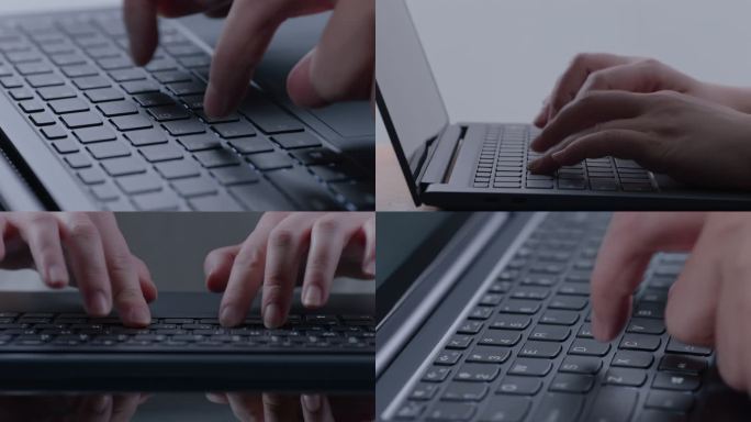 笔记本电脑键盘打字的手