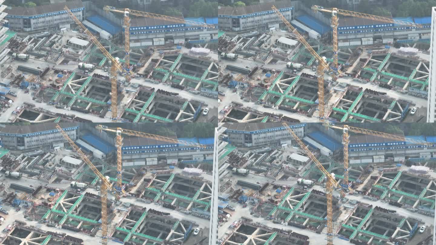 4K原素材-航拍上海房地产开发建设工地
