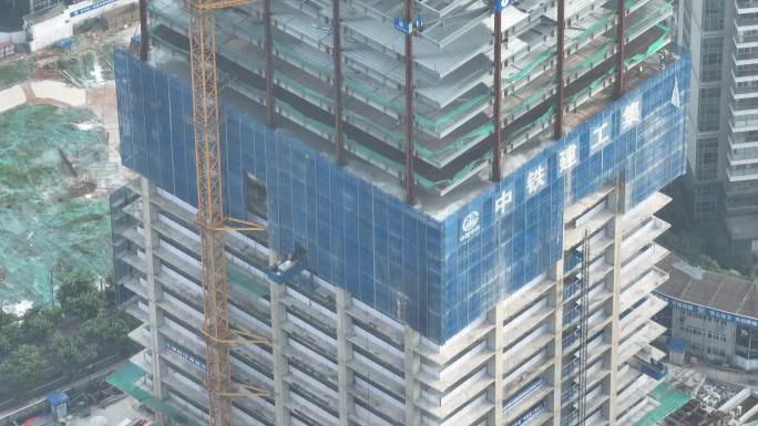 4K原素材-航拍上海开发建设建筑工地