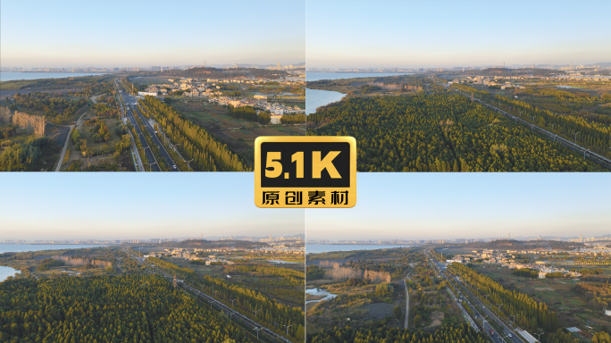 5K-昆明滇池环湖东路航拍，捞鱼河湿地