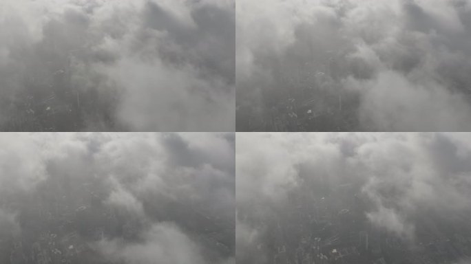 4K原素材-平流雾中的南京西路商圈