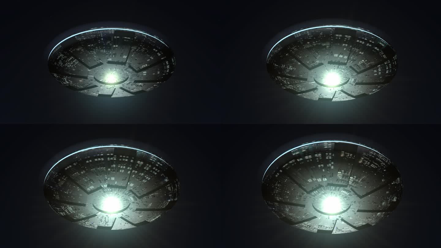巨型Ufo想像假想科学科技黑背景