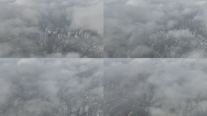 5K原素材-平流雾中的静安寺商圈