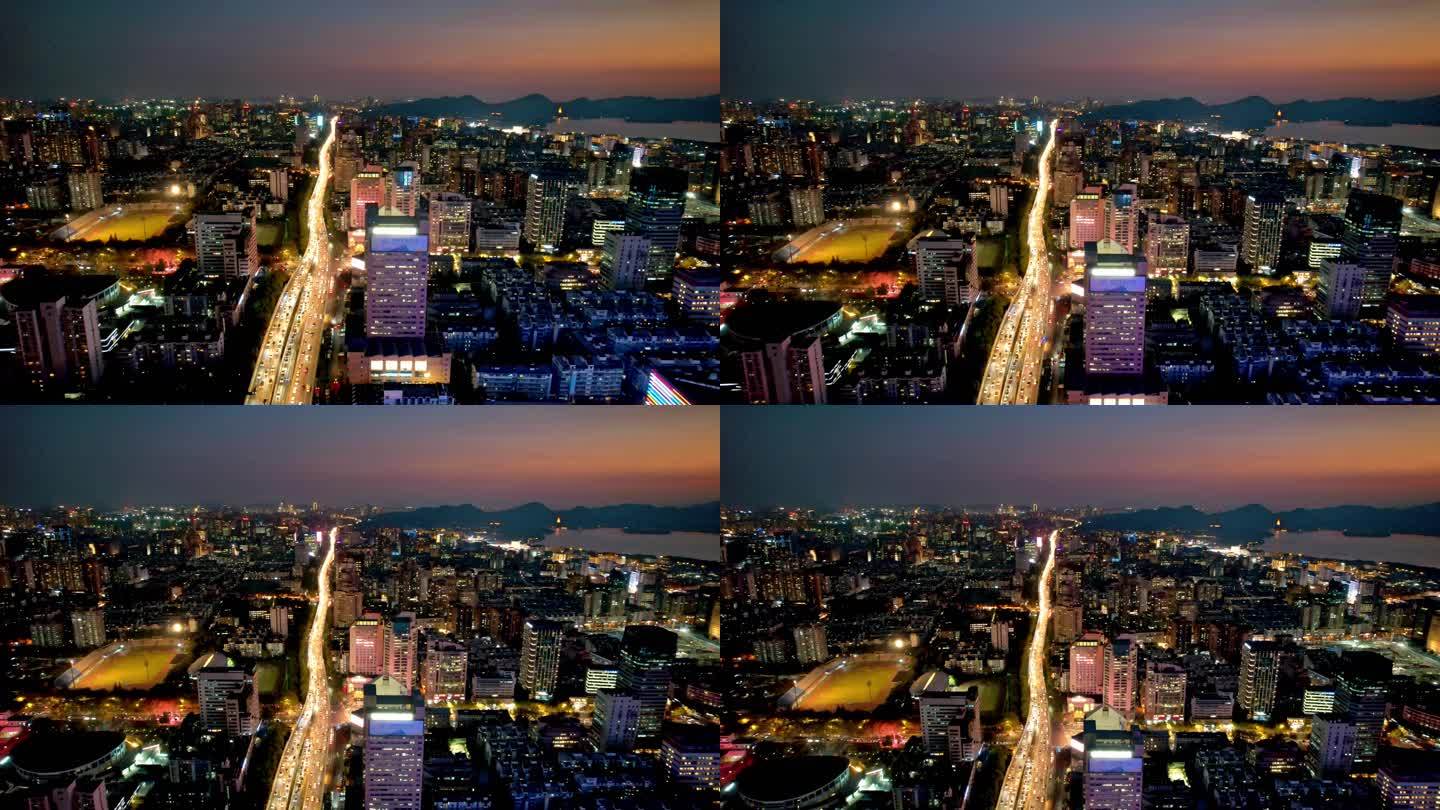 杭州上塘高架中河高架夜景