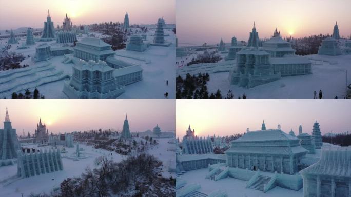 夕阳下冰雪大世界 冰雪大世界 冰雪