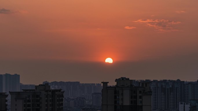 成都城市落日余晖夕阳美景延时空镜