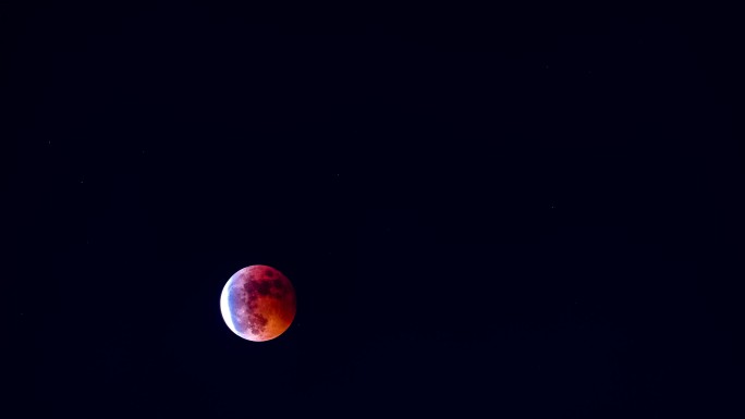 湖南长沙月全食红月亮月掩天王星血月延时