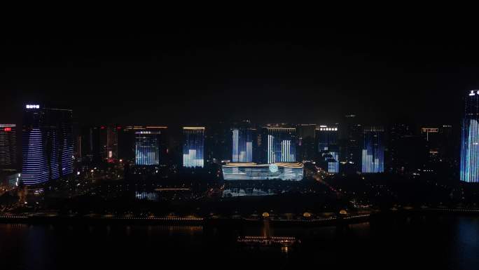 4K航拍杭州城灯光秀，疫情防控，从我做起