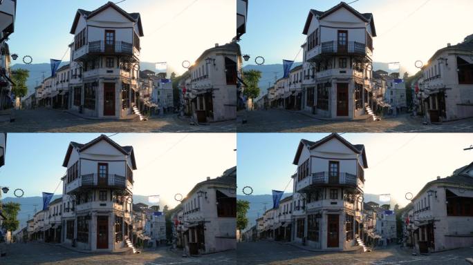 阿尔巴尼亚典型的古镇集市街道
