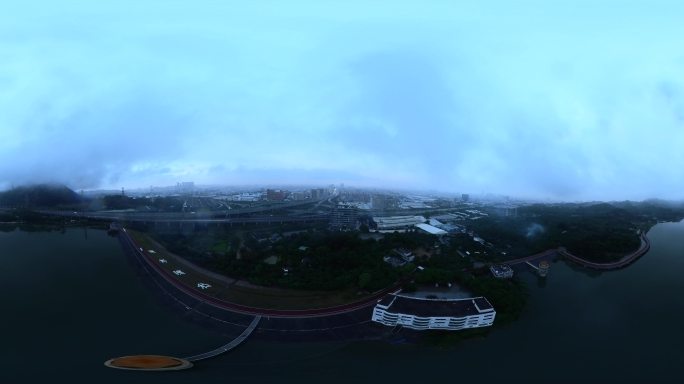 VR全景视频雨天穿云素材
