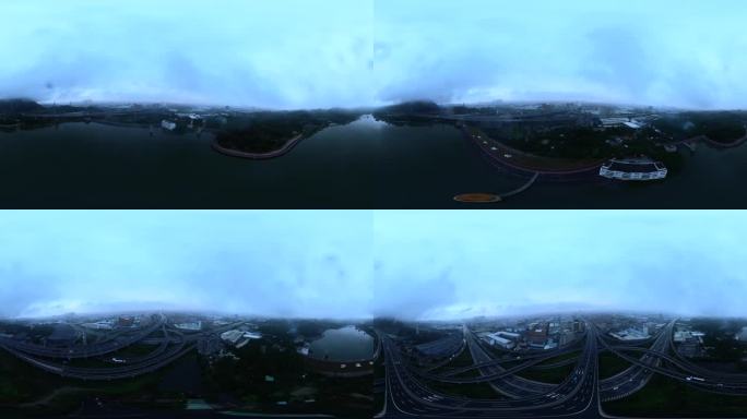 VR全景视频雨天穿云素材