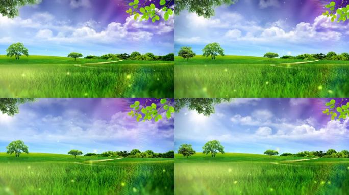 草地蓝天风景动态视频背景