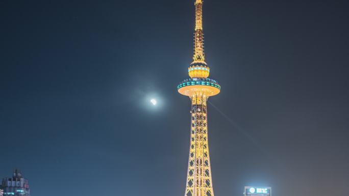 4K哈尔滨龙塔月食月全食城市延时摄影