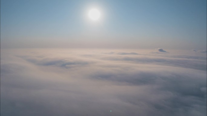 日出空中云海翻滚航拍延时摄影