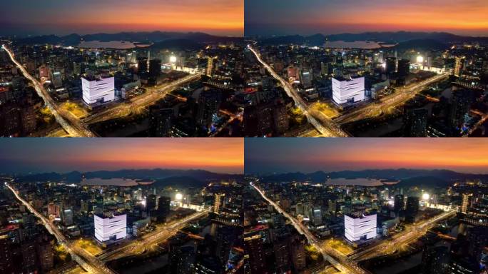 杭州市中心城市夜景全景