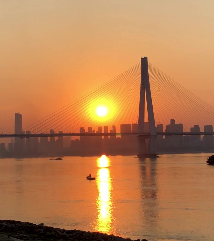 【原创实拍】武汉长江二七大桥日落城市风光